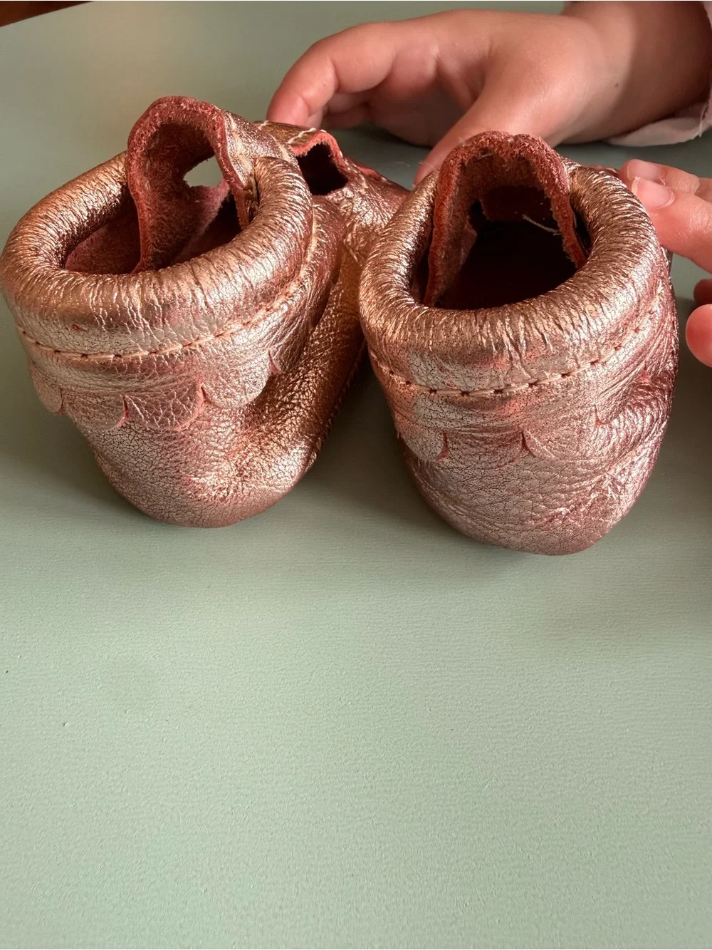 Freshly Picked Metallic Rose Gold Baby Mary Jane Shoes
